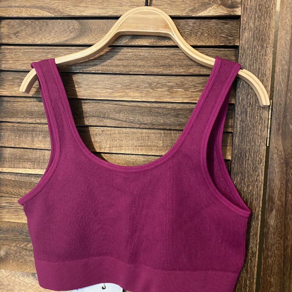 C'est Moi Ribbed Reversable Bamboo Bralette "Magenta"